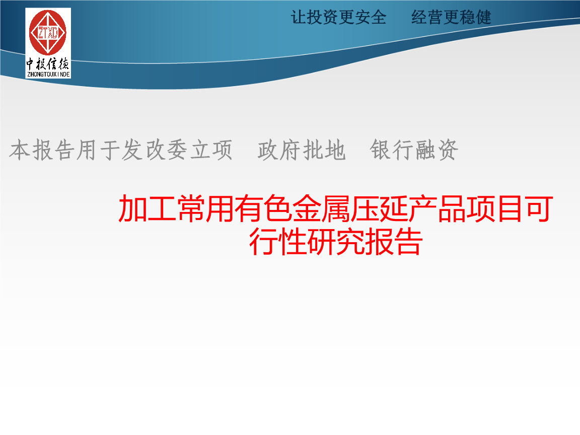 加工常用有色金属压延产品项目可行性研究报告课件